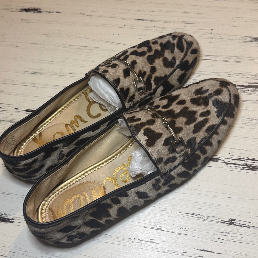 Sam Edelman Leopard Print Calf Hair Loraine Loafer Flats Ladies Size 9